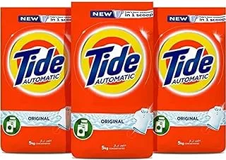 Tide Automatic Laundry Detergent Powder, Original Scent, 15KG (3 x 5KG) - Packaging may vary