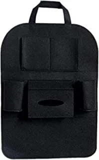 Car Back Seat Organizer Holder Felt Seat Pocket Protector Storage for Bottle, Tissue Box, Toys Black 1pcs