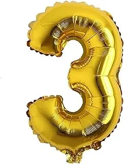 Italo Number 3 Foil Balloon, 16-Inch Size, Gold
