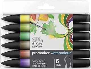 Winsor & Newton ProMarker Watercolour Set, 6 Count, Foliage Tones