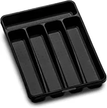 madesmart Classic Mini Silverware Tray Soft Grip، Non-Slip Kitchen Drawer، Multi-Purpose Home Organization، BPA Free، 5 Quartments، Carbon