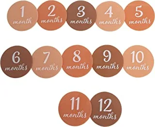 Pearhead Wooden Monthly Milestone Photo Cards, Modern Baby Announcement Cards, Pregnancy Journey Milestone Markers, 7 Double Sided Photo Prop Milestone Discs, Light Wood