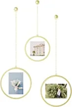 Umbra Fotochain 4x4 and 4x6 Picture Frame and Wall Decor Set for Photos, Matte Brass