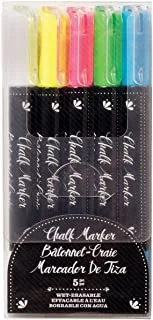 علامات الطباشير القابلة للمسح بواسطة الحرف الأمريكية | مجموعة من 5 أقلام ألوان مختلفة