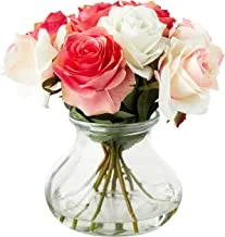 Nearly Natural Rose Arrangement with Vase