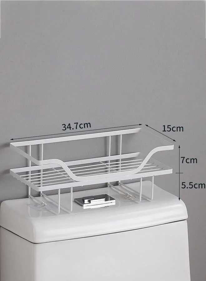 Amal Punch-Free Knock Down Wall-Mounted Double Layer Adhesive Bathroom Shelf Organizer Over The Toilet Bathroom Rack