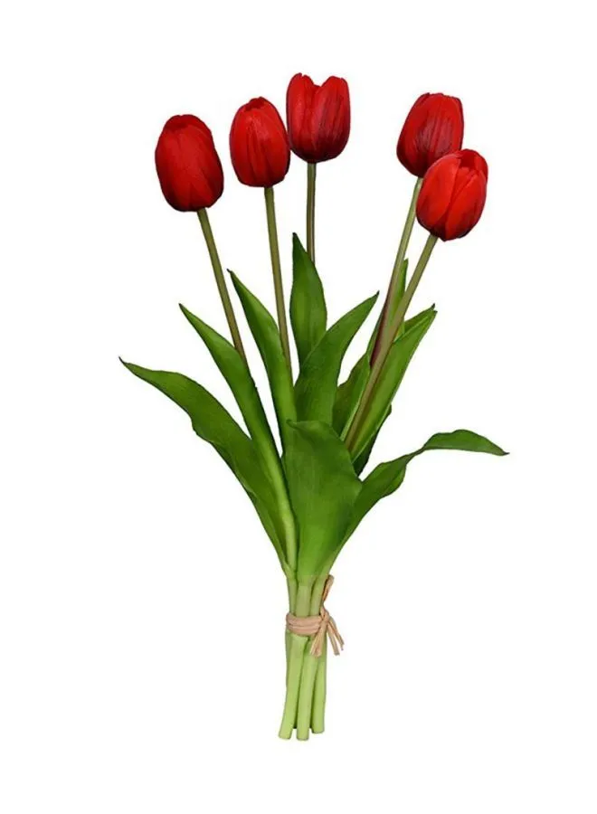 Yatai 5-Piece Tulips Flower Set Red/Green 39x3x5centimeter