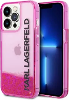 غطاء Karl Lagerfeld Liquid Glitter Elong لهاتف iPhone 14 Pro Max - وردي