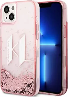 Karl Lagerfeld Liquid Glitter Case Big KL Logo For iPhone 14 Max - Pink