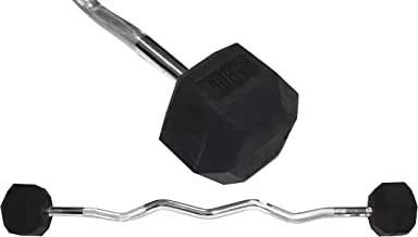 TA Sports DB402 Rubber Hex Barbell with Curl Bar 50 Kg