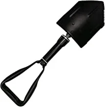 AOR Black Folding Steel Shovel - Compact Multitool, Functions as Trowel, Pickaxe, Hoe, Saw & More - Portable Shovel with Non-Slip Grip - Foldable Tool for Home & Outdoor Use - Handy Survival Equipment