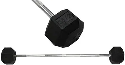 TA Sports DB401 Rubber Hex Barbell with Straight Bar 35 kg