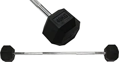 TA Sports DB401 Rubber Hex Barbell with Straight Bar 40 kg