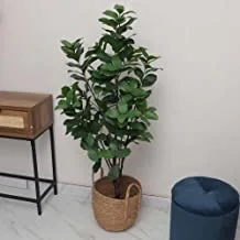 YATAI نبات اللبخ الاصطناعي Microcarpa النبات بارتفاع 1.3 متر في وعاء بلاستيكي لتزيين المنزل والحديقة والمكتب - نباتات اصطناعية - شجرة وهمية - نباتات مزيفة