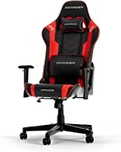 DXRacer Prince Series Gaming Chair, Premium PVC Leather Racing Style Office Computer Seat Recliner with Ergonomic Headrest and Lumbar Support, Standard, Black/Red (New)