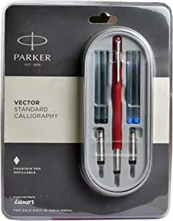 hpc creations Parker Vector Standard Calligraphy Fountain Pen -(Red Body,Refillable)