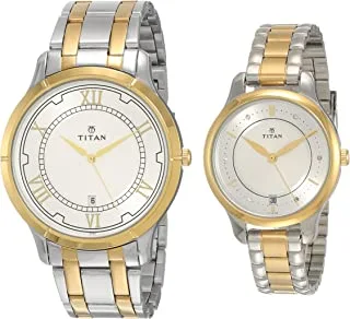 Titan Bandhan Silver White Dial Stainless Steel Pair Watches
