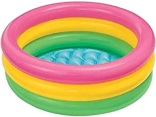 Intex Sunset Glow Baby Pool, 3-Ring W/ Infl. Floor, Ages 1-3