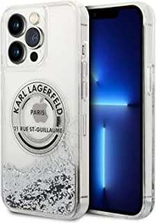 Karl lagerfeld Liquid Glitter Case Round Rsg Logo For iPhone 14 Pro Max - Silver