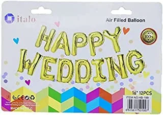 Italo Happy Wedding Decoration Balloon Set, Gold