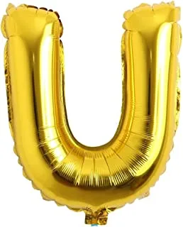 Italo U Alphabet Number Foil Mylar Party Decoration Balloons, 32 Inch Size, Gold