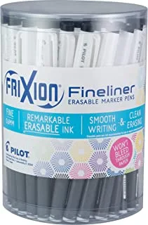 PILOT FriXion Fineliner Erasable Marker Pens, Fine Point, Black Ink, Tub of 36 (8031)