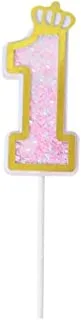 Italo 6903695210232 Acrylic Number 1 Glitter Crown Cake Topper for Birthday Party