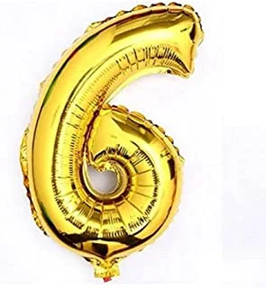 Italo number 6 foil balloon, 16-inch size, gold