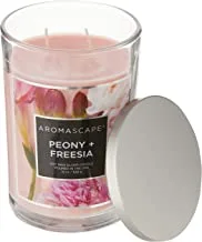 Aromascape PT41902 2-Wick Scented Jar Candle, Peony & Freesia, 19-Ounce, Pink