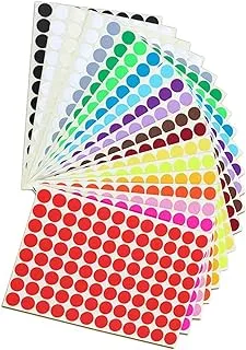 ECVV Round Dot Sticker, 1920Pcs Colour Self Adhesive Coding Stickers Labels for Coloring Marking Organizing, 20 Sheets