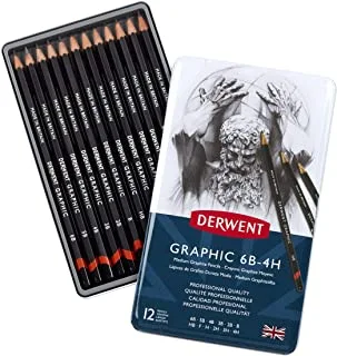 ديروينت أقلام رصاص للرسم ، متوسط ​​، علبة معدنية ، 12 قطعة (34214)