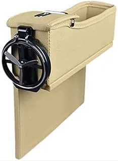 1Ps Left side Car Seat Crevice Storage Box Grain Organizer Gap Slit filler Holder For Wallet Phone Coins Cigarette Slit Pocket accessories-beige color