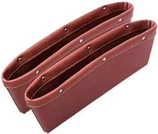 PU Leather Catch Catcher Box Caddy Car Seat Gap Slit Pocket Storage Organizer (Brown)