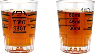 MIBRU | طلقة اثنين | كوب قياس من الإسبريسو مناسب لتخمير القهوة المتخصصة 60 مل سائل ثقيل متين من الزجاج المتين بمقياس أونصة كوب باريستا لحليب الشاي والقهوة (عبوة (2) ، 60 مل)