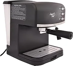 Super Star GSS-CM-4695850W آلة صنع القهوة 3 مستويات ، سعة 1.5 لتر ، أسود / فضي