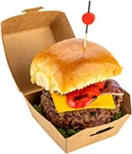 Restaurantware RWA0373K Slider, Slider Burger, Mini Burger Box, Disposable Mini To Go Box - Kraft Brown - 2.5 Inch - 100ct Box