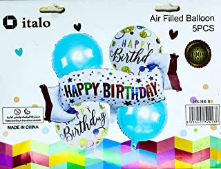 Italo Happy Birthday Party Decoration Balloon 5-Pices of Set, White