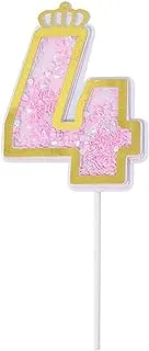 Italo 6903695210263 acrylic number 4 glitter crown cake topper for birthday party