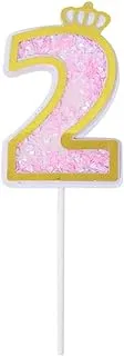 Italo 6903695210249 Acrylic Number 2 Glitter Crown Cake Topper for Birthday Party