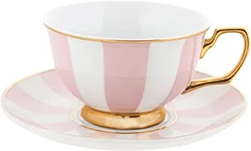 Cristina Re Blush & Ivory Stripe Teacup Signature Teacup ، سعة 220 مل