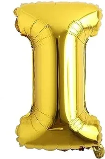 Italo i alphabet number foil mylar party decoration balloons, 32 inch size, gold