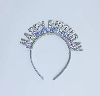 Italo Princess Glittering Hairband Tiara for Birthday Girl, Silver