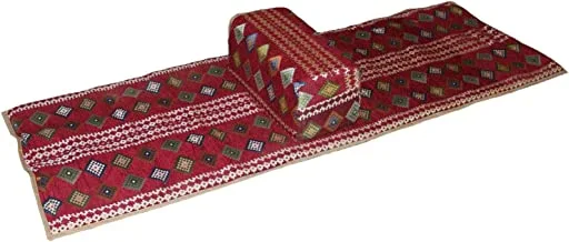 Biki traditional arabian camping & picnic mats with armrest for two people | multicolor | size- (190 x 70 x 23) cm