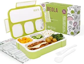 صندوق غداء BEOLA للأطفال البالغين ، بينتو غداء متعدد المقصورات مع مخطط وجبات مغناطيسية لمدة 40 أسبوعًا ، 3 أو 4 أقسام للوجبات الخفيفة ، خالية من BPA ، مع مجموعة أدوات المائدة ، 1000 مل (ليموني)