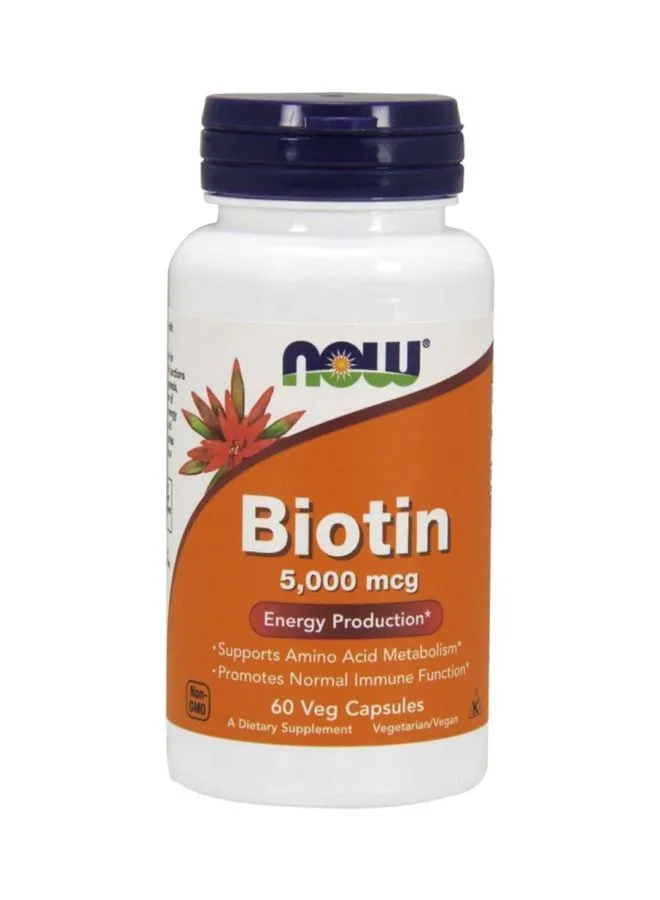 Now Foods Biotin 5000 mcg Dietary Supplement - 60 Veg Capsules