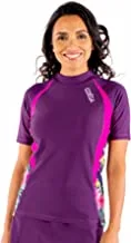 COEGA Ladies Rashguard Short Sleeves with diagonal-Pink Purple Tropics