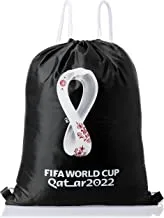 Fifa Unisex World Cup Qatar 2022 Graphic Printed String Sports Gym Bag, Drawstring Sport Bag, Black, 37x47cm