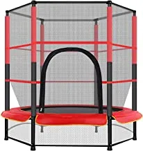 COOLBABY Kids Trampoline, 55” Mini Trampoline for Kids with Enclosure Net and Safety Pad, Heavy Duty Frame Round Trampoline with Built-in Zipper for Indoor Outdoor