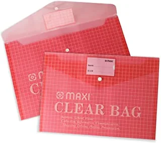 Maxi Fool Scap Clear Bag With Name Card Red,Document Folders, 209R
