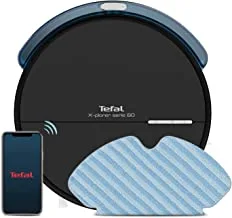 TEFAL X-PLORER Serie 60 Robot Vacuum Cleaner, Smart Navigation, Ultra-Thin and Compact, 4-in-1 Cleaning Action, Aqua Force Mop, Allergy Care, WiFi and Voice-Assistant Compatible, Free App, RG7445HO